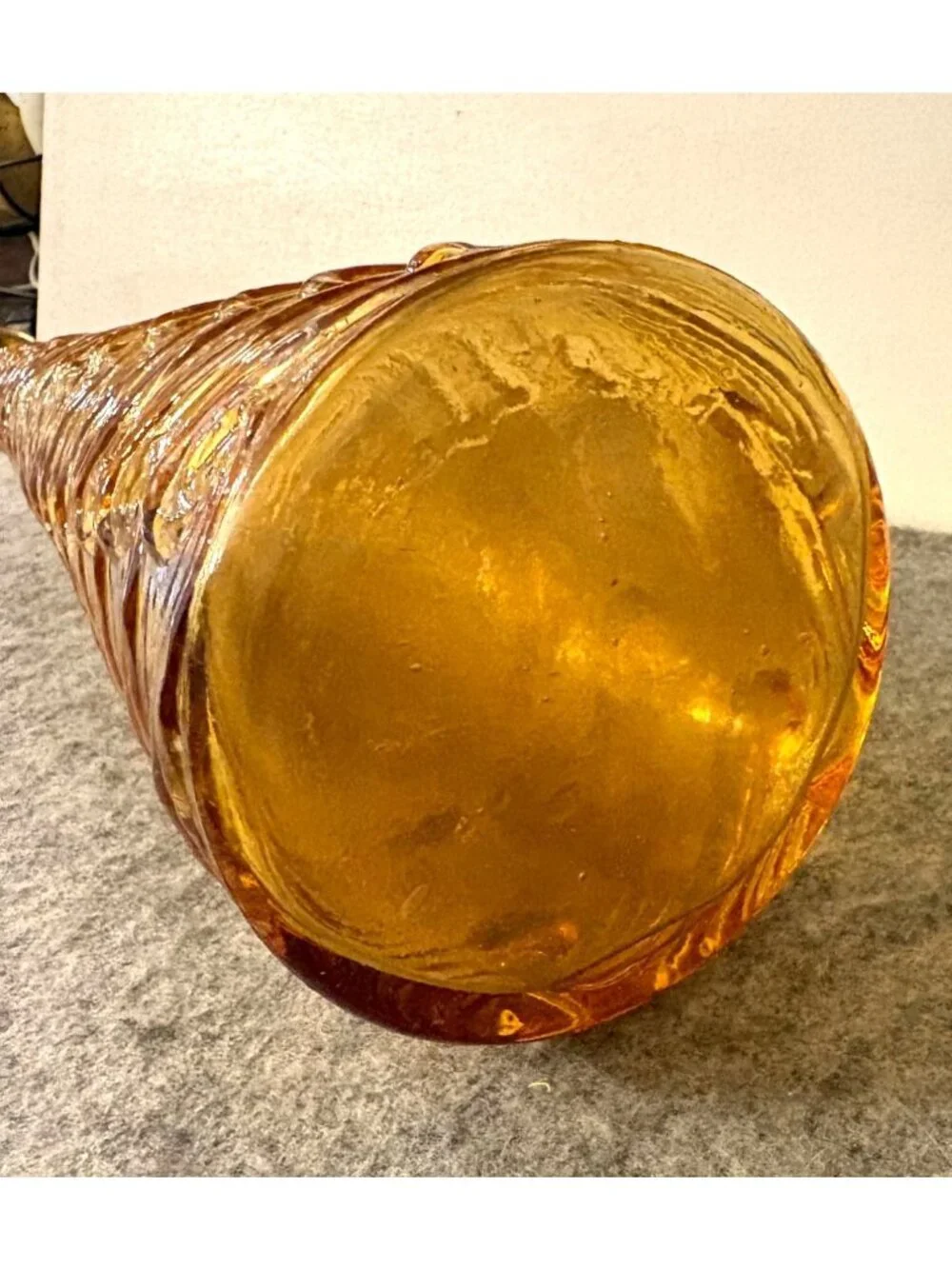 Vintage Empoli Amber Wave MCM Genie Style Decanter Bottle 15.25
